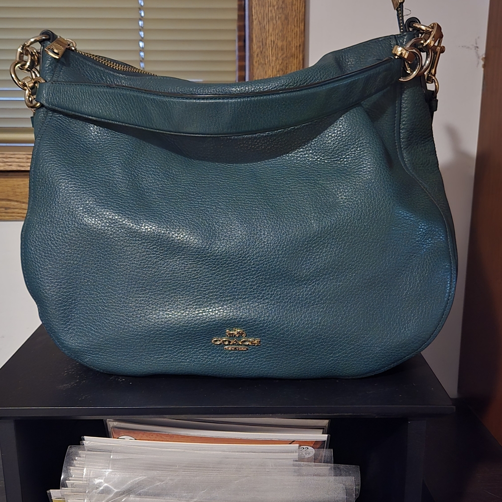 Coach Elle Turquoise Leather Hobo And Crossbody Bag